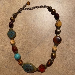 Multicolored stone and bead necklace